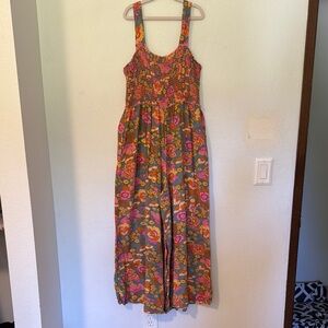 NATURAL LIFE Colorful Floral Wide Leg Jumpsuit